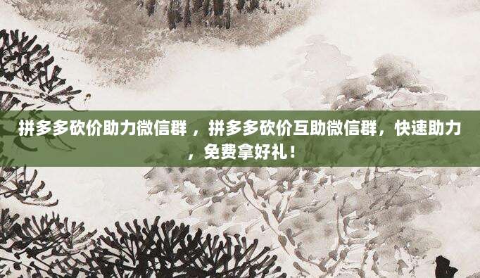 拼多多砍价助力微信群 ，拼多多砍价互助微信群，快速助力，免费拿好礼！