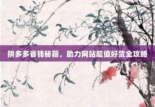 拼多多省钱秘籍，助力网站超值好货全攻略
