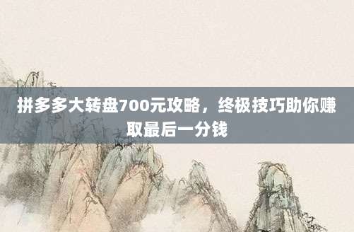拼多多大转盘700元攻略，终极技巧助你赚取最后一分钱