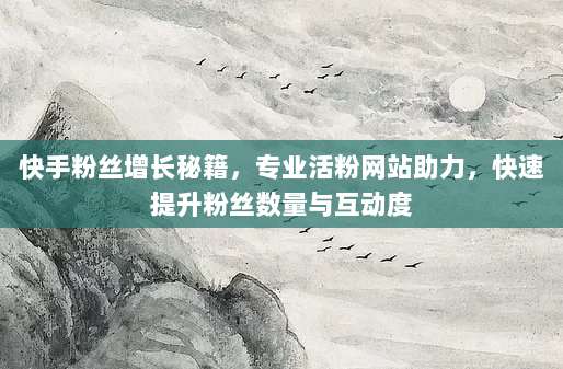 快手粉丝增长秘籍，专业活粉网站助力，快速提升粉丝数量与互动度
