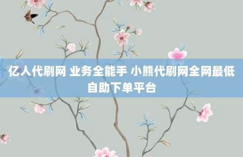 亿人代刷网 业务全能手 小熊代刷网全网最低自助下单平台