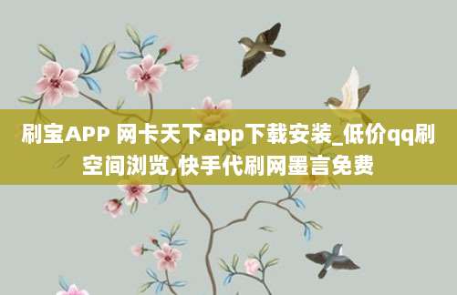 刷宝APP 网卡天下app下载安装_低价qq刷空间浏览,快手代刷网墨言免费